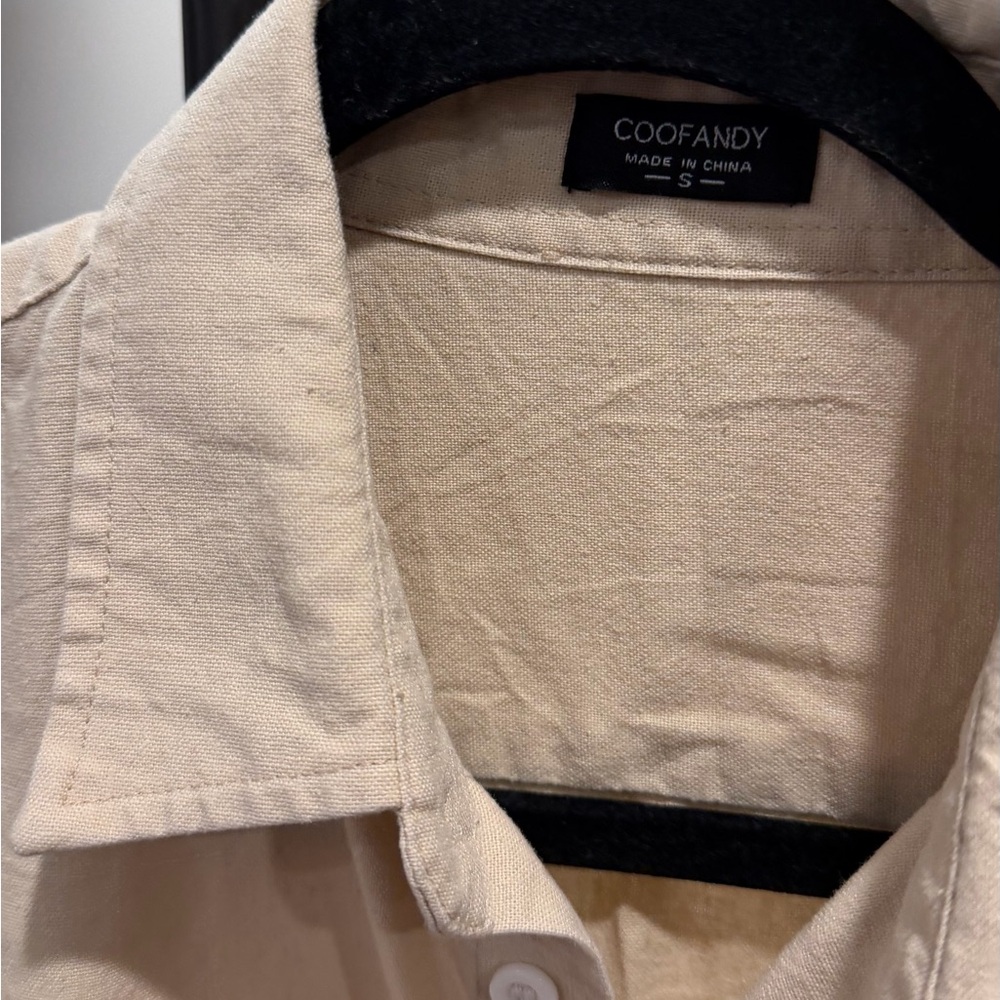 Coofandy Beige Button-Up Shirt
